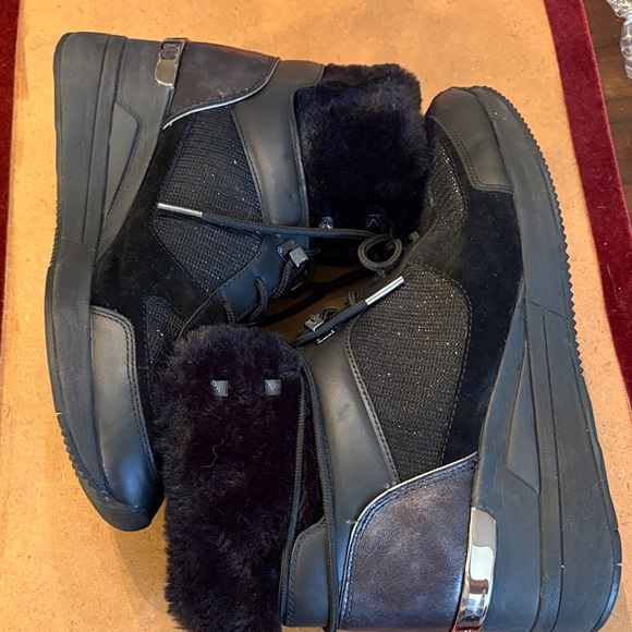 Michael Kors Shoes - Michael Kors Sparkle Fabric, Faux Fur & leather, skater style lace up Booties